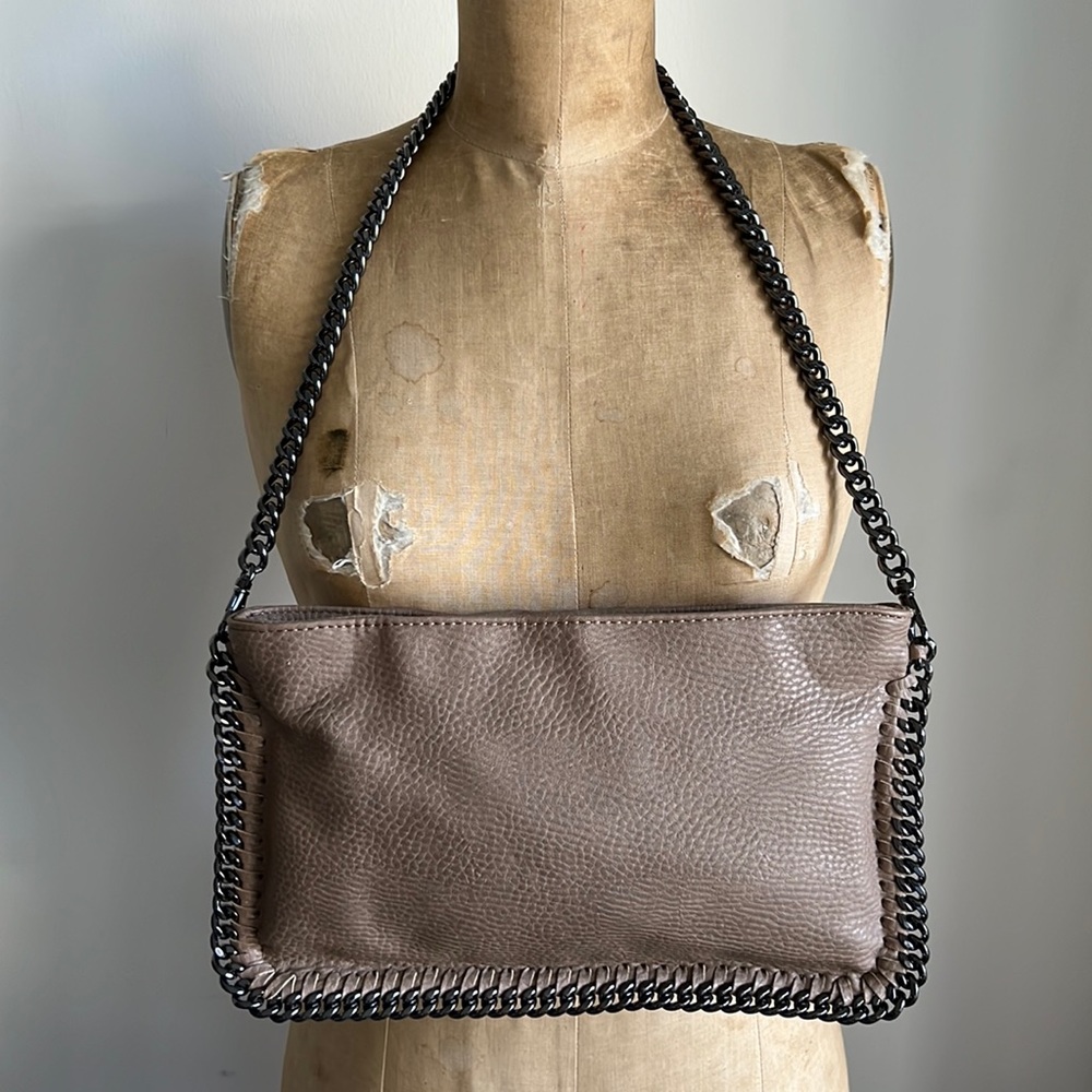 Faux leather & chain link handbag